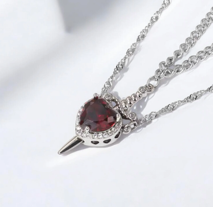 HEART & SWORD RED NECKLACE