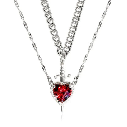 HEART & SWORD RED NECKLACE