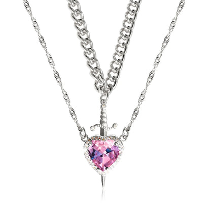 HEART & SWORD PINK NECKLACE